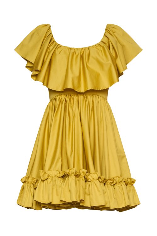 Mini Volan Dress ST-6002 Ochra - Image 2