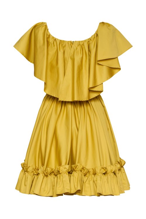 Mini Volan Dress ST-6002 Ochra - Image 3