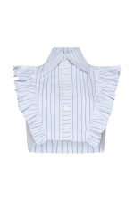 Cropped Buttom-up Shirt ST-6007 Black Stripe