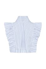 Cropped Buttom-up Shirt ST-6007 Black Stripe - Image 3