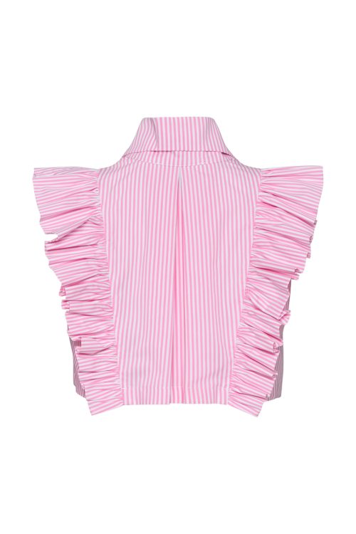Cropped Buttom-up Shirt ST-6007 Pink Stripe - Image 3