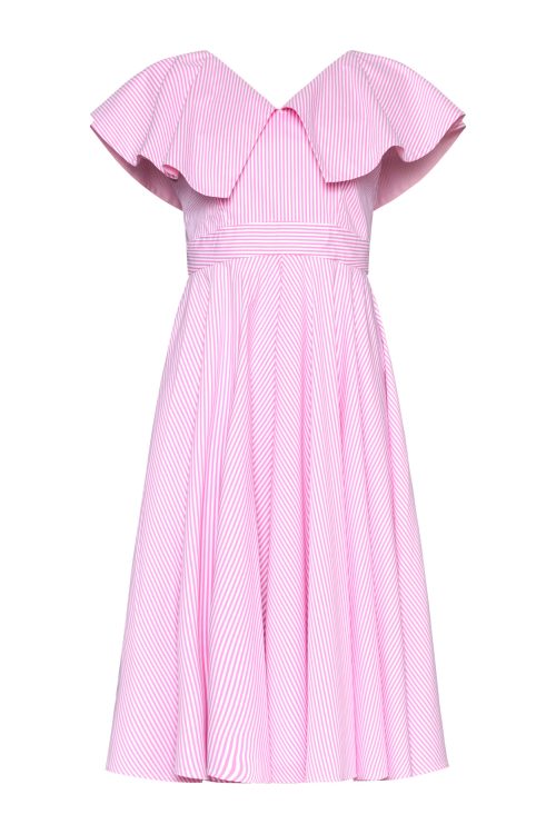 V-neckline Dress ST-6012 Pink Stripe - Image 2