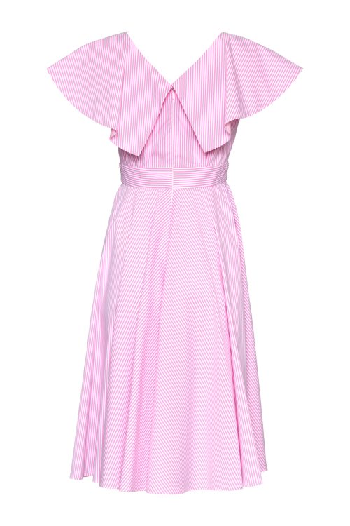 V-neckline Dress ST-6012 Pink Stripe - Image 3