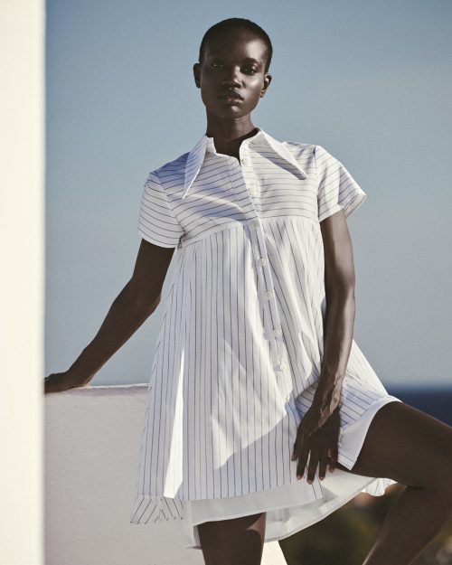 Mini Shirt Dress ST-6013 Black Stripe - Image 1