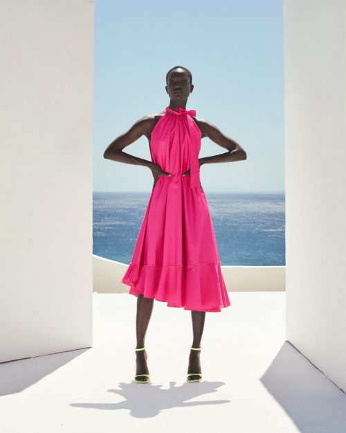 Asymmetric Midi Dress ST-6020 Fuchsia - Image 1