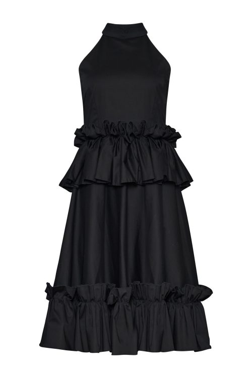 Ruffled Dress ST-6024 Black - Image 2