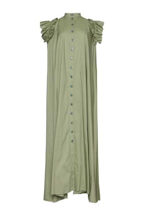 Ruffled Maxi Dress ST-6026 Olive - Image 1