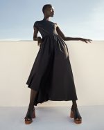 Asymmetric Maxi Pleated Dress ST-6029 Black