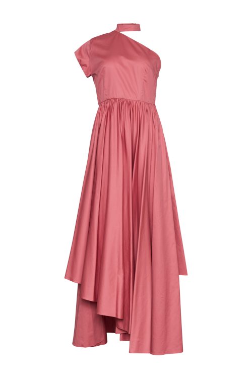 Asymmetric Maxi Pleated Dress ST-6029 Rotten Apple - Image 1