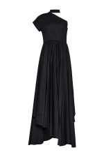 Asymmetric Maxi Pleated Dress ST-6029 Black - Image 2