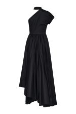 Asymmetric Maxi Pleated Dress ST-6029 Black - Image 3