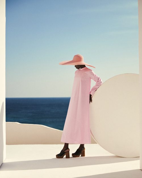 Long-sleeve Maxi Dress ST-6030 Pink Stripe - Image 1