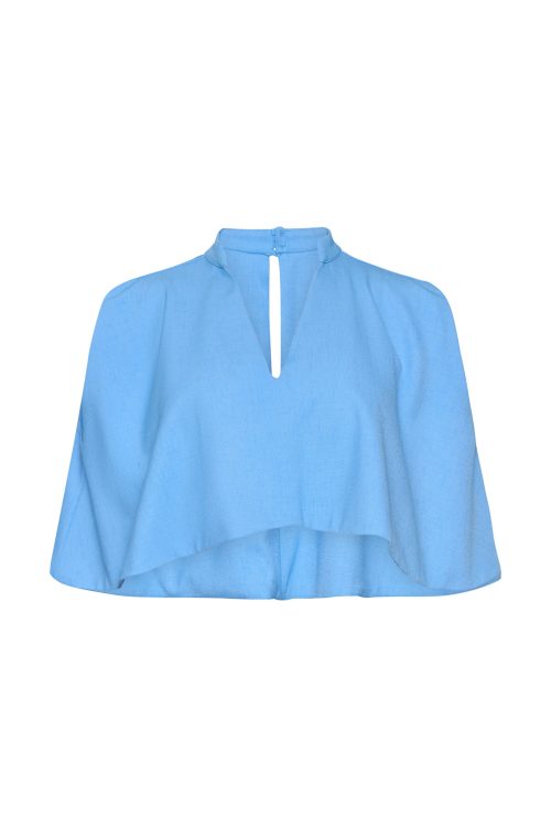 V-neck Crop Top ST-6032 Blue - Image 2