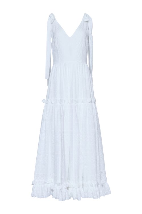 Maxi Ruffled Dress ST-6034 White - Image 2