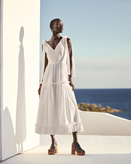 Maxi Ruffled Dress ST-6034 White - Image 1