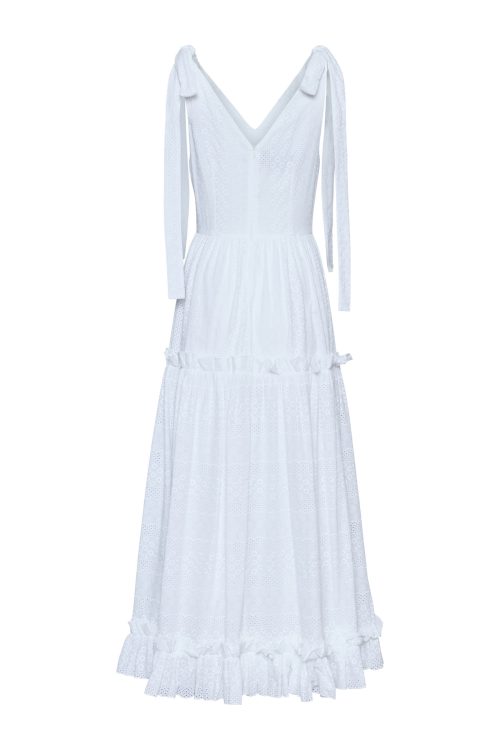 Maxi Ruffled Dress ST-6034 White - Image 3