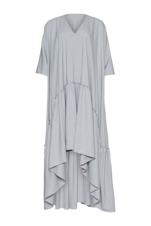 Asymmetric Pleated Dress ST-6035 Grey - Image 2