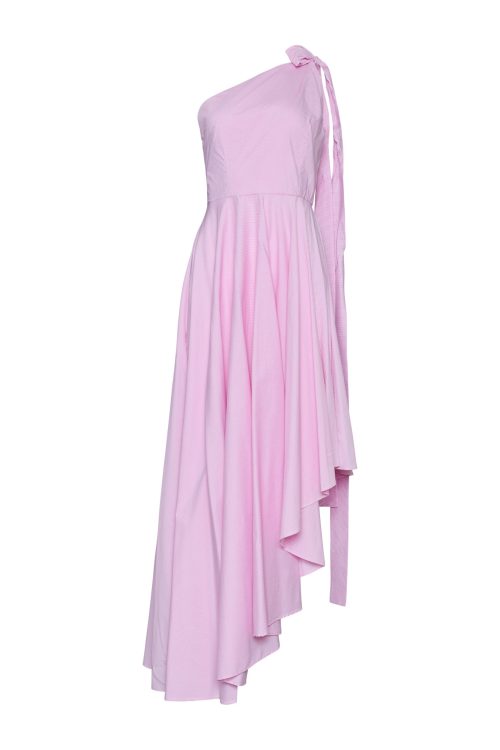 One-shoulder Pleated Dress ST-6036 Pink - Image 1