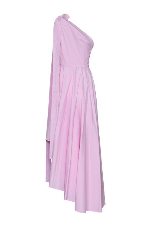 One-shoulder Pleated Dress ST-6036 Pink - Image 3