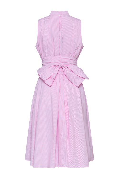 Pleated Dress with Belt at the waist ST-6040 Pink - Image 3