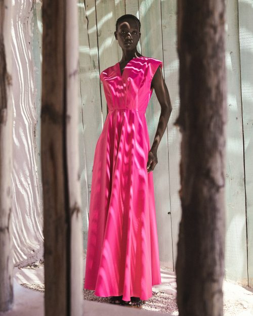 Maxi Pleated Dress ST-6041 Fuchsia - Image 1