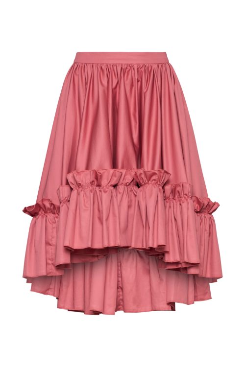 Asymmetric Skirt with Ruffles ST-6042 Rotten Apple - Image 2