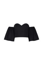 Puff Sleeve Corset top ST-6044 Black - Image 2