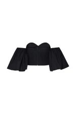 Puff Sleeve Corset top ST-6044 Black - Image 3