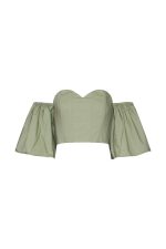 Puff Sleeve Corset top ST-6044 Olive