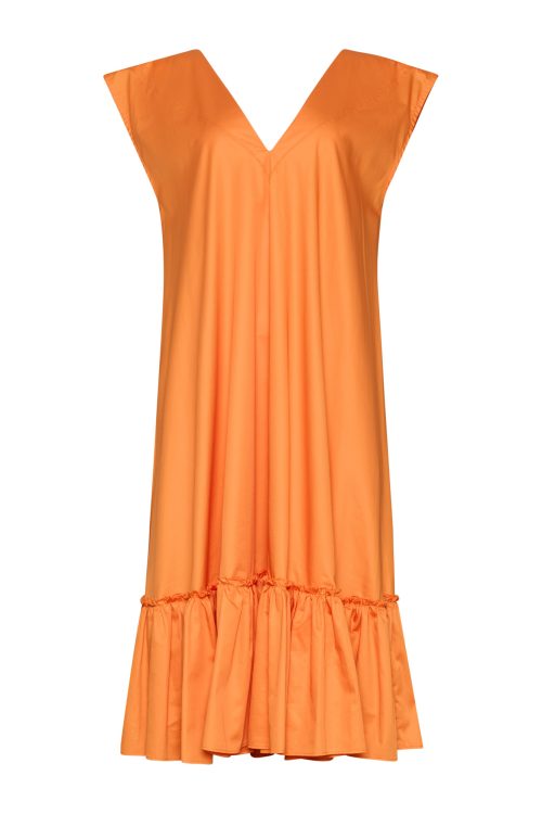V-neck Ruffle Dress ST-6048 Orange - Image 2