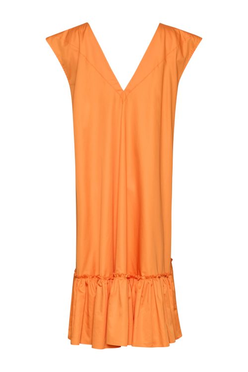 V-neck Ruffle Dress ST-6048 Orange - Image 3