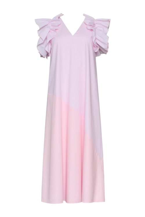 Dress with Ruffle Sleeves ST-6051 Pink - Image 2