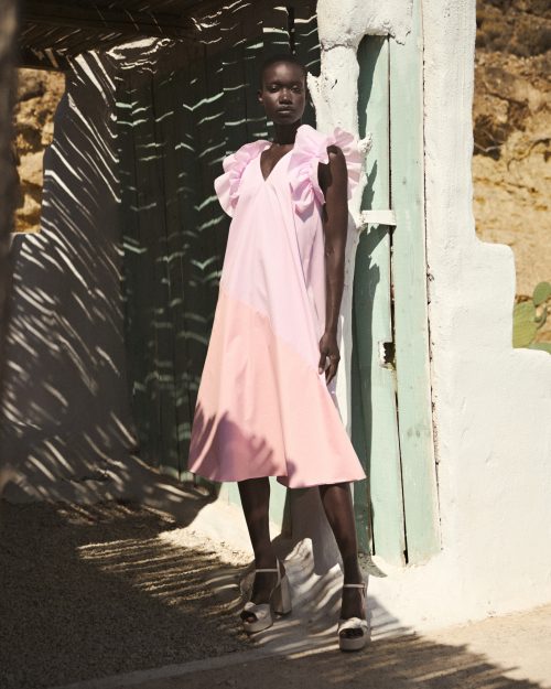 Dress with Ruffle Sleeves ST-6051 Pink - Image 1