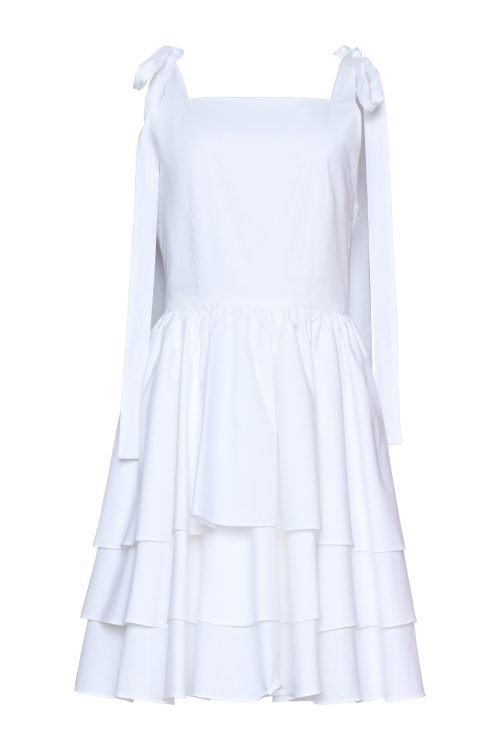 Ruffle Dress ST-6053 White - Image 2
