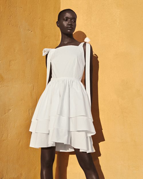 Ruffle Dress ST-6053 White - Image 1