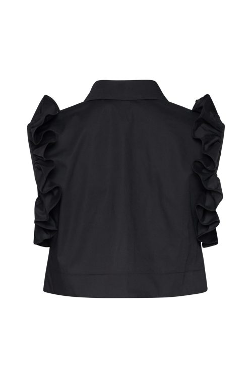 Cropped Button-up Shirt ST-6058 Black - Image 3