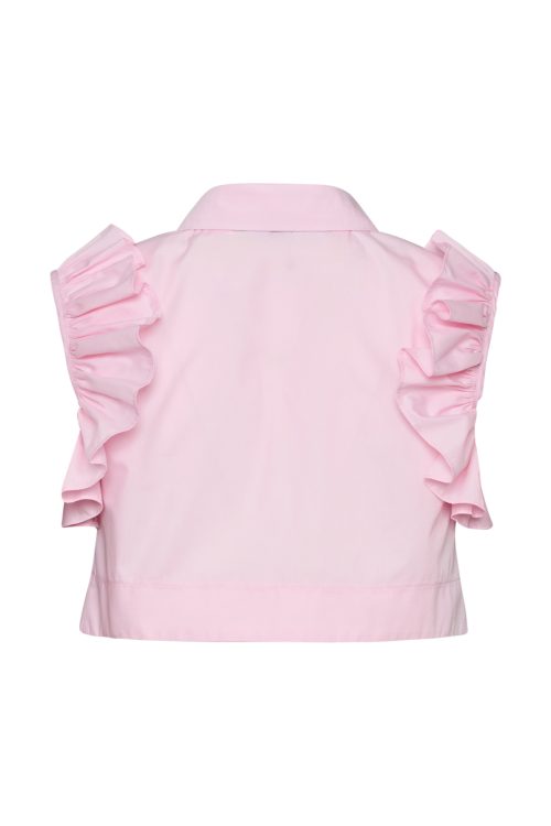 Cropped Button-up Shirt ST-6058 Pink - Image 3