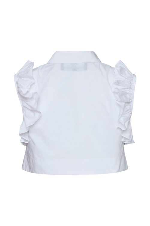 Cropped Button-up Shirt ST-6058 White - Image 3