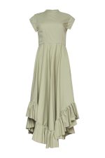 Asymmetric Midi Dress with Ruffles ST-6061 Olive - Image 2