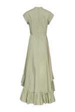 Asymmetric Midi Dress with Ruffles ST-6061 Olive - Image 3