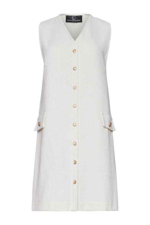 Tweed Mini Dress ST-6066  Off White - Image 1