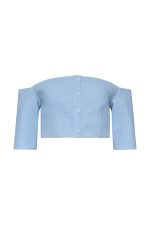 Off-the-shoulder Crop Top ST-6071 Blue - Image 2