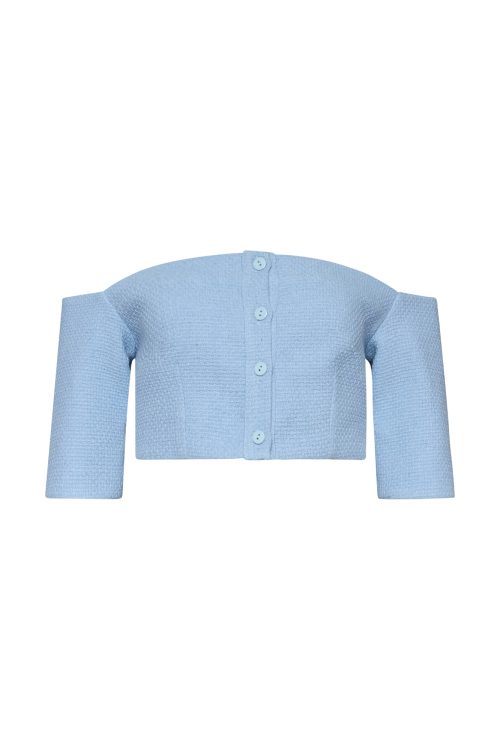 Off-the-shoulder Crop Top ST-6071 Blue - Image 2