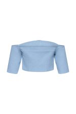 Off-the-shoulder Crop Top ST-6071 Blue - Image 3
