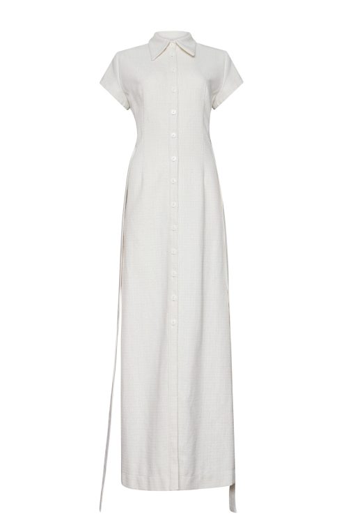 Shirt Dress Tweed ST-6072  Off White - Image 2