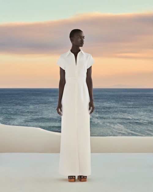 Shirt Dress Tweed ST-6072  Off White - Image 1