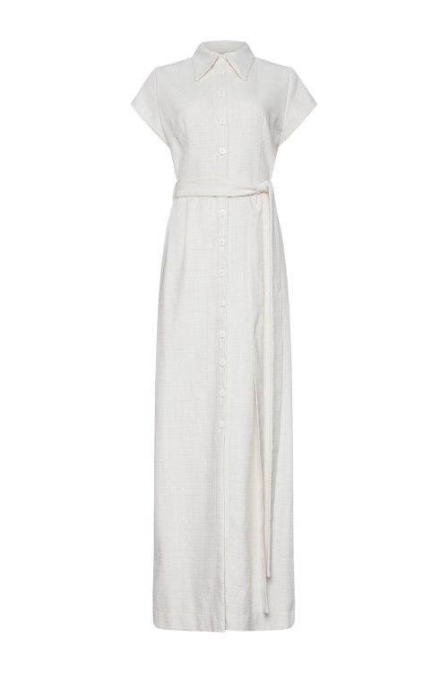 Shirt Dress Tweed ST-6072  Off White - Image 4