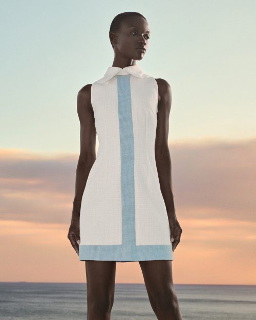 Tweed Mini Dress ST-6073 White/Blue - Image 1