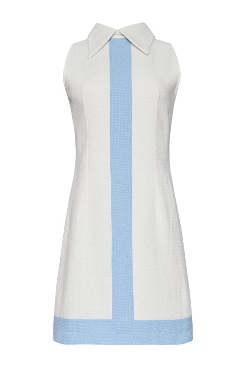 Tweed Mini Dress ST-6073 White/Blue - Image 2