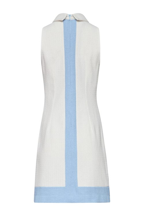 Tweed Mini Dress ST-6073 White/Blue - Image 3
